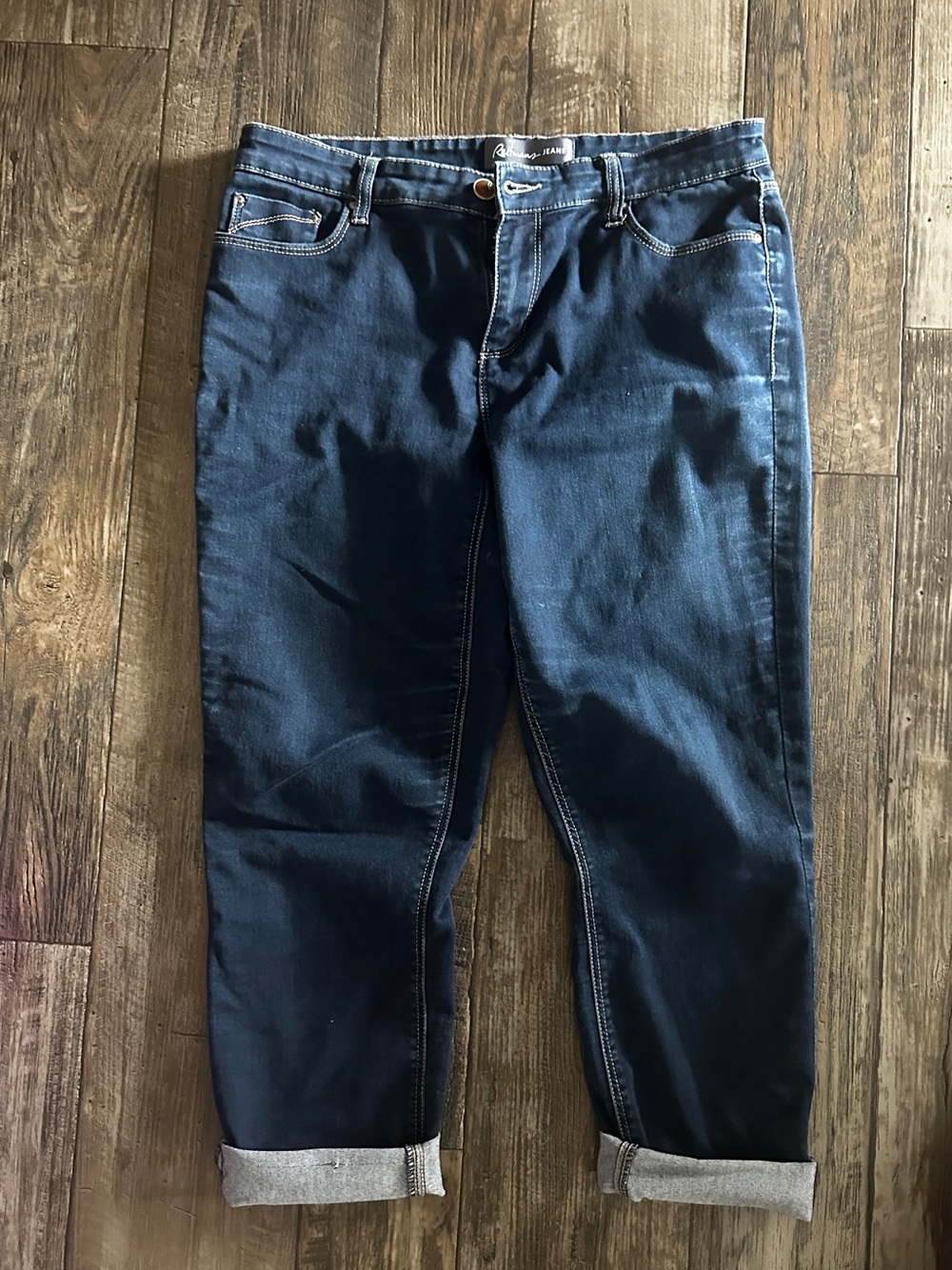 Reitmans Dark Blue Capris with Cuffed Hem